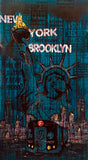 Statue of Liberty/Train | Phthalo Green | 22x40 Not Mounted